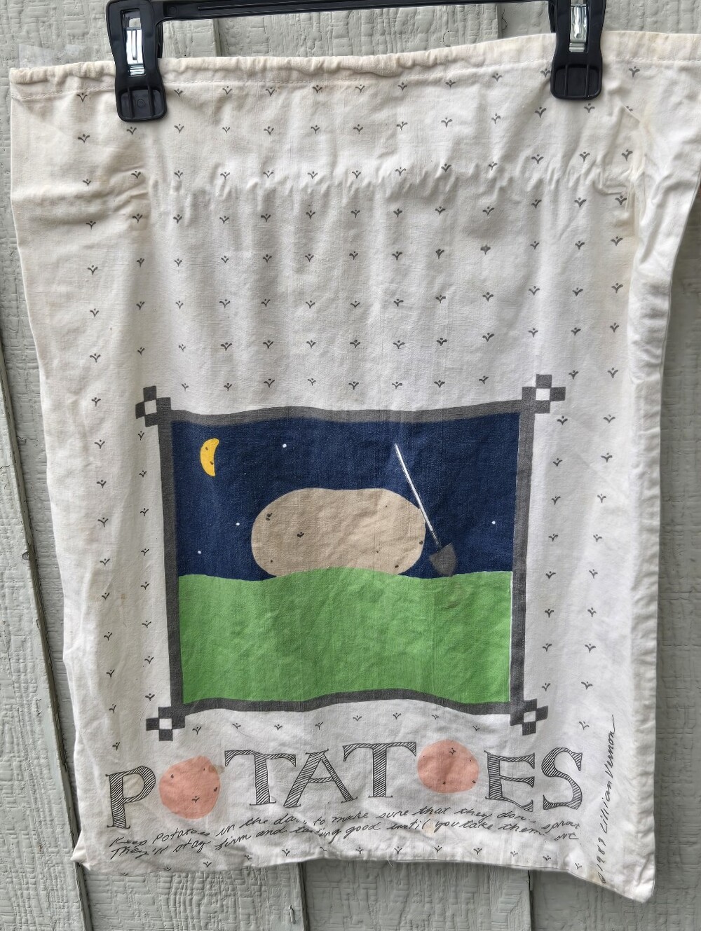 Vintage 1989 Lillian Vernon Cotton Potato Storage Bag